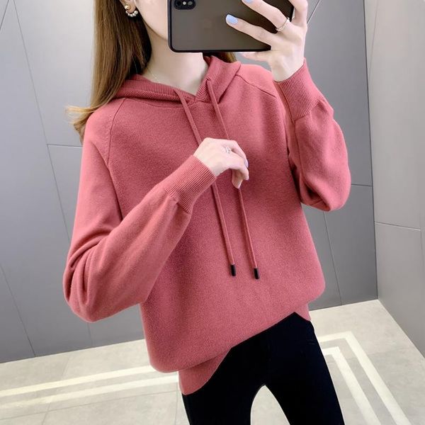 

women's sweaters 21646 (5 room no. 1 in 8) make pure color hooded pullovers 49 [1000], White;black