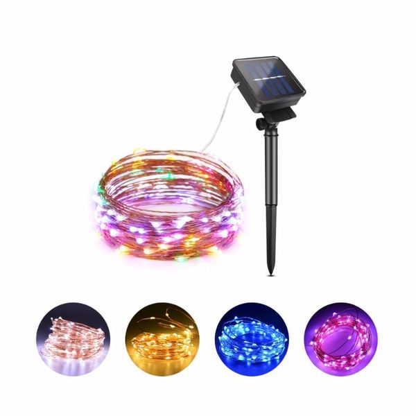 

outdoor solar powered led strip light rgb copper wire tape holiday string lighting fairy christmas garden decoration 10m 20m strips
