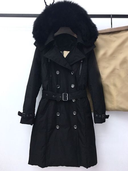 Nova roupa de inverno raposa peles dupla-breasted capuz ganso destacável para baixo jaqueta espessante comércio exterior moda casaco original