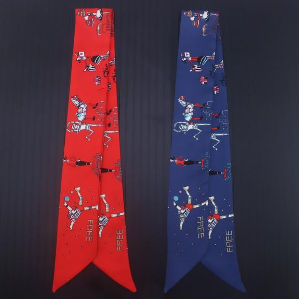 

scarves dance girl design print wristband narrow scarf choker hairband bag wraps ribbon rayon drop kbd173, Blue;gray