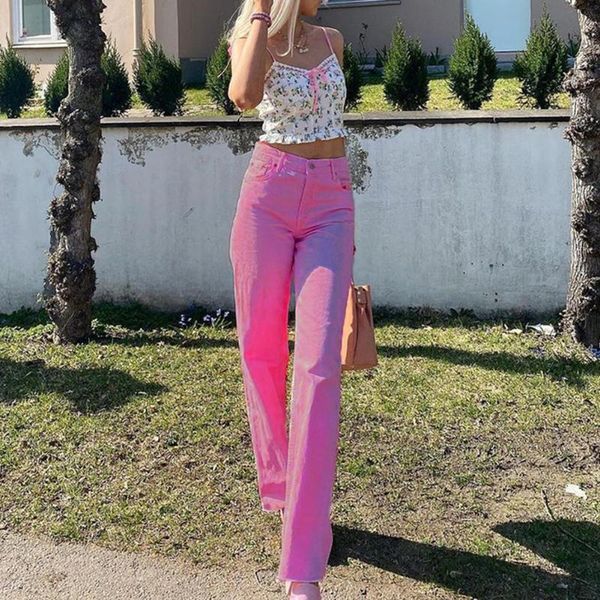 

women's jeans 2021 y2k women baggy colored wide leg straight denim cargo pants overalls long loose for, Blue