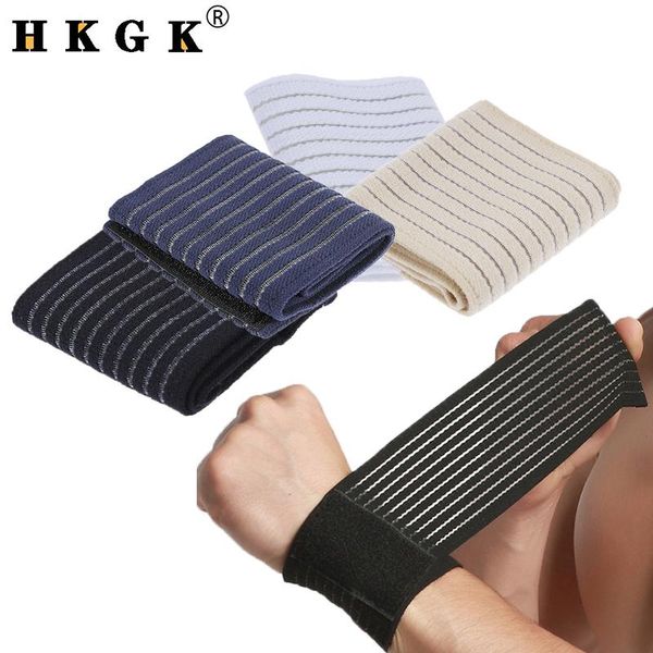 

wrist support hkgk elastic sport bandage wristband hand gym brace wrap tennis cotton weat band fitness powerlifting, Black;red