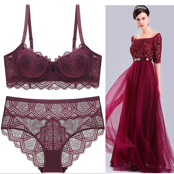 

59% off factory outlet store 182# french underwear suit bra lace gathered, Red;black