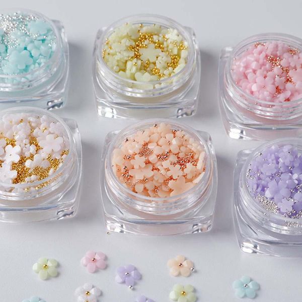 

nail art decorations color-changing five-petal flower jewelry color gradient small three-dimensional decoration, Silver;gold