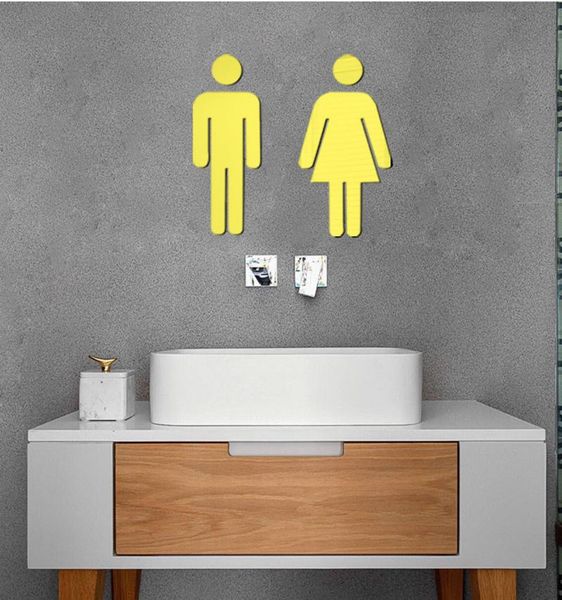 

wall stickers 79# 3d acrylic funny wc toilet door entrance sign men women bathroom sticker mural diy home decals decor