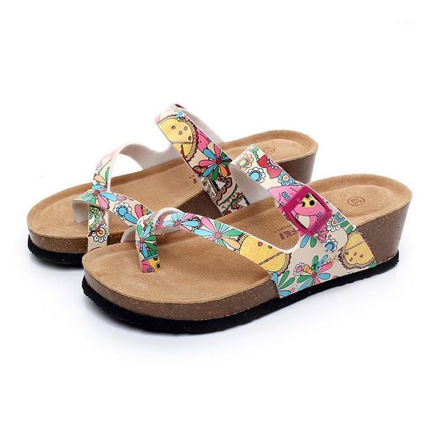 

cork slippers shoes women summer slides flip flops 2021 wedges platform1, Black