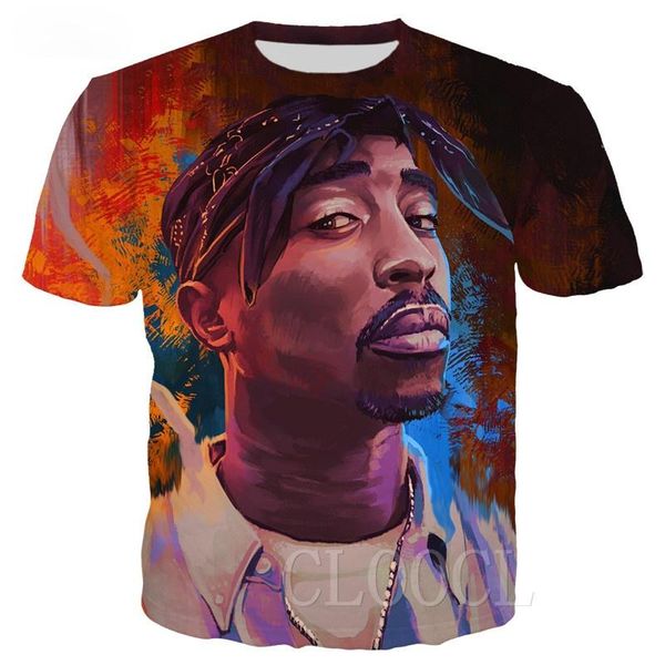 

men's t-shirts men women summer harajuku t shirts rapper 2pac tupac amaru shakur 3d print hip hop pullover casual tee shirt homme, White;black