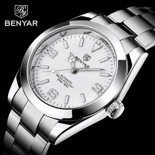 

men's watches classic mechanical stainless watch men brand automatic business waterproof clock tourbillon wristwatches, Slivery;brown