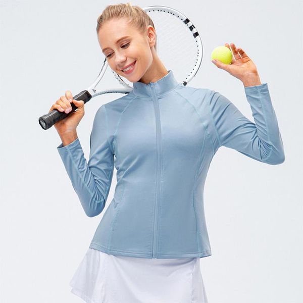 

yoga outfit women athletic sport shirts slim fit long sleeved fitness coat crop gym jacket workout sweatshirt with pocket