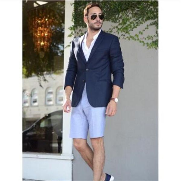 

men's suits & blazers tailor made navy blue men suit with short pant 2 pieces(jacket+pants+tie) fashion casual slim fit blazer custom t, White;black