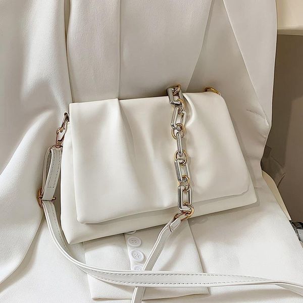 

evening bags women bag shoulder female designer crossbody handbag purse retro pleated chain pu leather simple fashion 2021 zipper