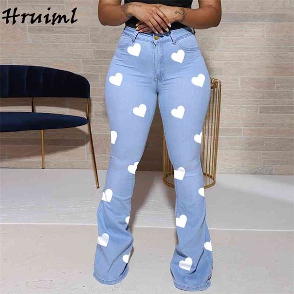 

women jeans plus size high waist fashion full length denim trousers autumn casual female flare pants 210513, Blue
