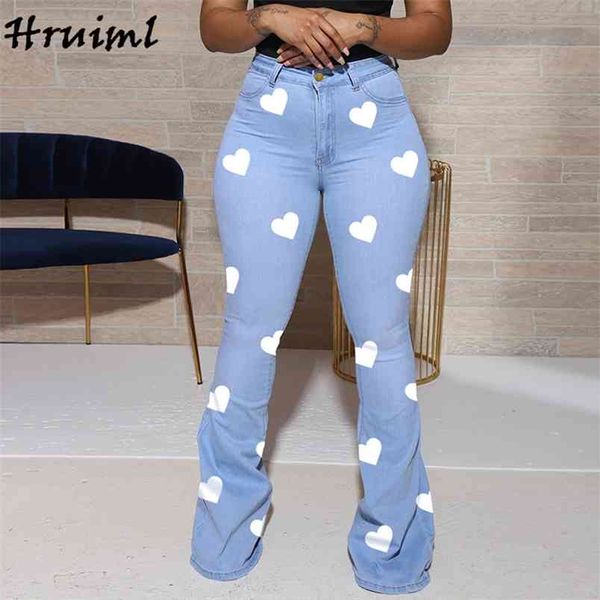 Sexy Frauen Jeans Plus Größe Hohe Taille Mode Volle Länge Denim Hosen Herbst Casual Weibliche Flare Hosen 210513