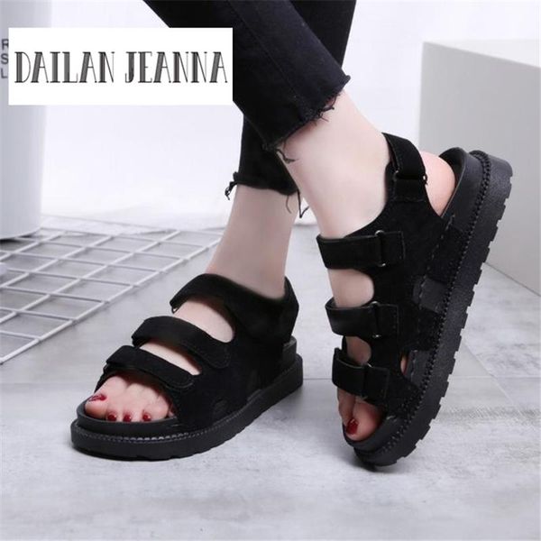 

flat sandals female summer heel harajuku all-match women's shoes, Black