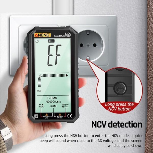 

smart home control aneng 620a digital multimeter true-rms auto-ranging ncv tester temperature continuity frequency volt capacitance ohm ac/d