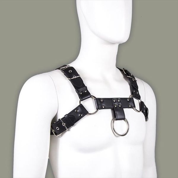 

men pu faux leather mens bandage straps short tank bondage harness male gay lingerie f35, White;black