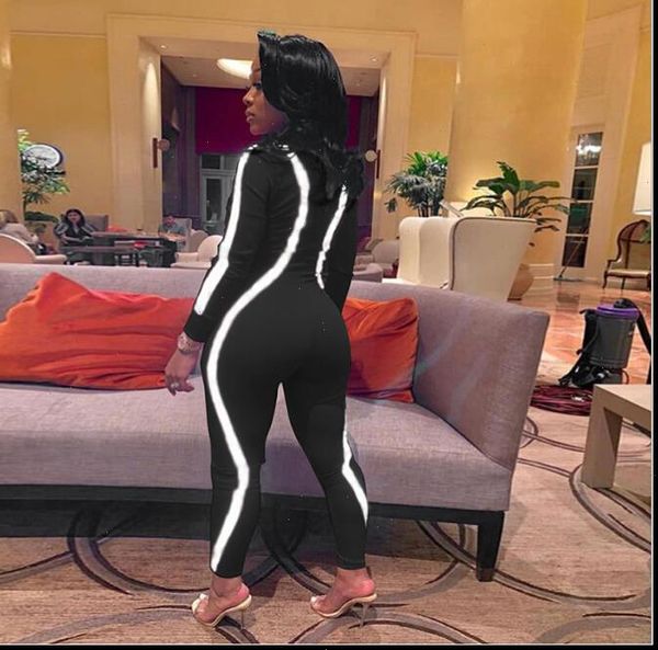 

autumn fluorescent strip fitness party womens romper bodysuits trousers clubwear clothes, Black;white