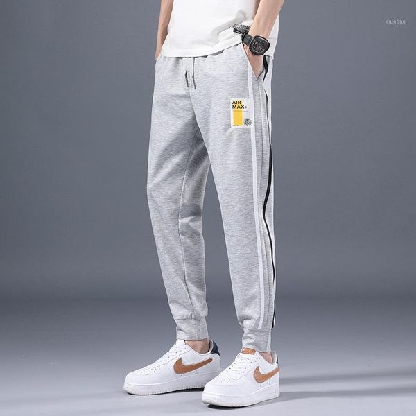

men's pants casual 2021 summer fashion breathable tall waist elastic loose nine points harlan beam foot trousers, Black