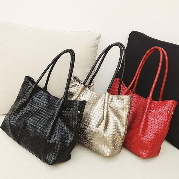 

cross body women's large capacity leather bag, red weaving, brand, fashion shoulder 2021