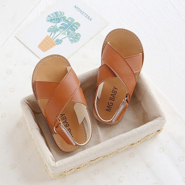 

sandals pu leather baby non-slip child summer boys girls fashion sneakers infant shoes 0-18 month soft, Black;red