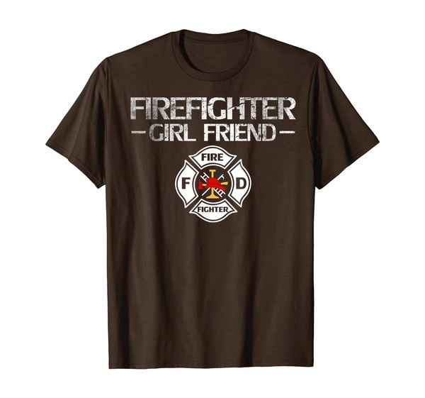 

vintage firefighter girl friend funny fireman cool love gift t-shirt, White;black
