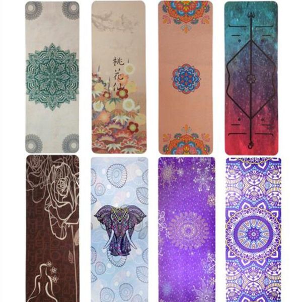 

yoga mats 183*68*0.15cm professional with position line printed suede sports exercise for fitness non-slip sport carpet pads