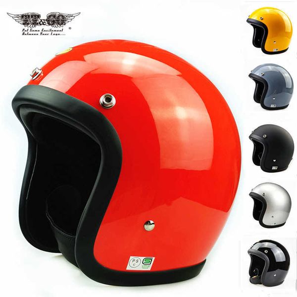 TTCO Japanese Cafe Racer Vintage Motorradhelm Casco Moto Retro Motorrad Fiberglashelm Leichter Jethelm Q0630