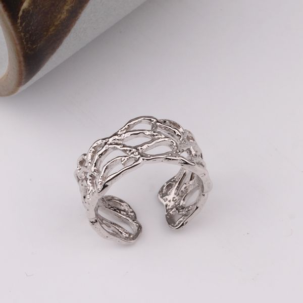 Полое кольцо Sterling Sier Heavy Work, французское кружевное ретро-узор, расширенный холодный стиль, открытые модные универсальные ювелирные изделия