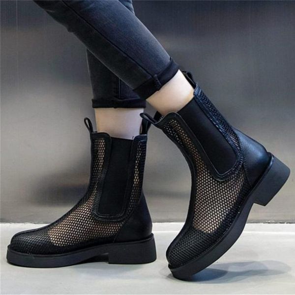 

boots summer women cow leather ankle sandals flat heel round toe oxfords party casual shoes 35 36 37 38 39 40, Black