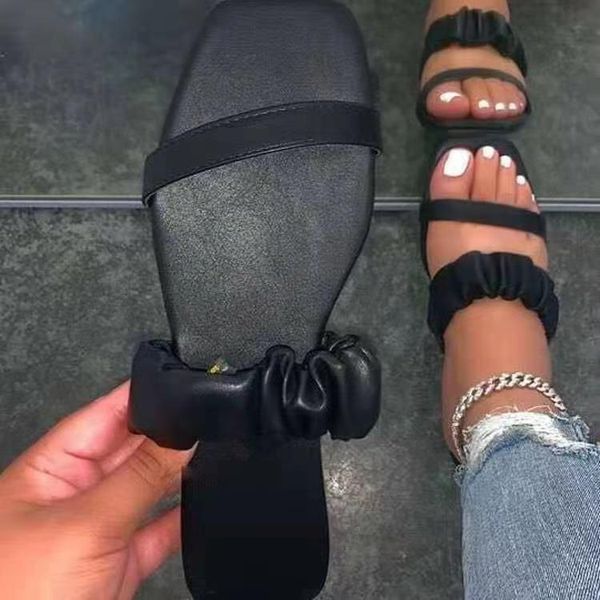 

slippers 2021 summer style sandals women european and american large size women's shoes flat beach flip flops, Black