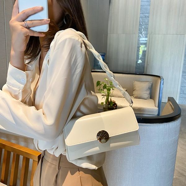 

evening bags horizontal square shoulder bag women's pu material handbag purse solid color fashion underarm 2021