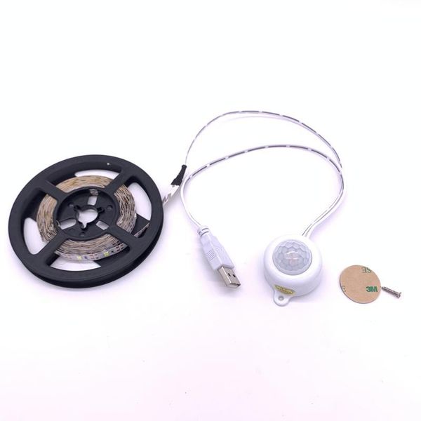

strips smart turn on off pir motion sensor led strip flexiable adhesive lamp tape 5v usb light for closet stairs kitchen cabinet