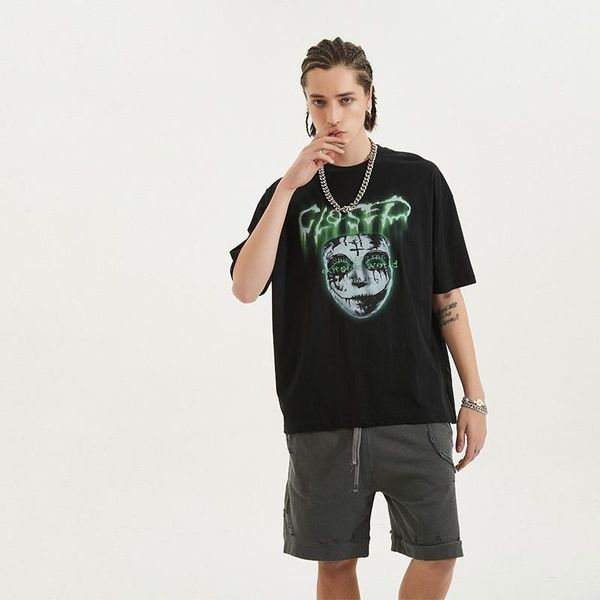 

men's t-shirts summer product the high street printing shirts loose, White;black