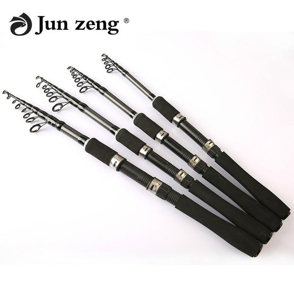 

junzeng 2.1m 2.4m 2.7m 3.0m 3.6m 3.9m black portable carbon fishing rod rotating fish hand gear sea boat rods