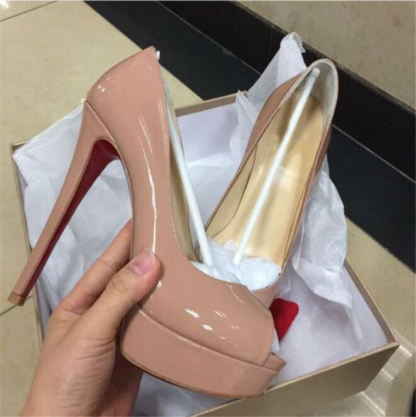 

dress shoes extreme high heels nude peep toe pumps women thin heel runway slip on wedding luxury platform big size 45, Black