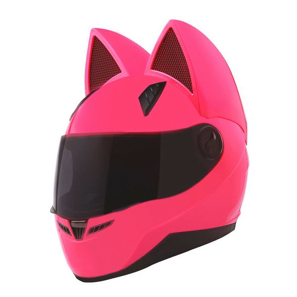 

nitrinos motorcycle helmet full face with cat ears pink color personality fashion motorbike size m /l/xl /xxl