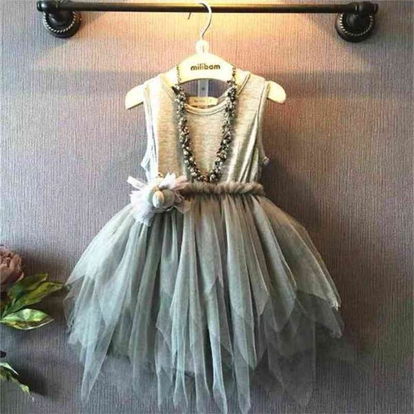 Varejo Verão Bebê Menina Criança Lace Tulle Dress Brand Design Princesa Children's Roupas 210529