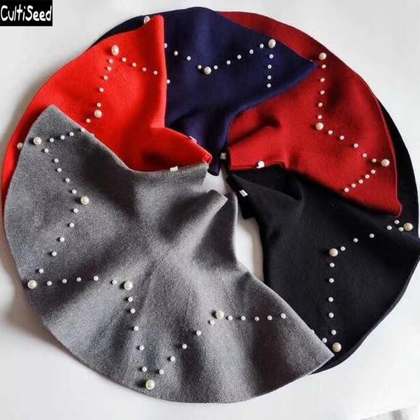 

skirts cultiseed baby girl autumn winter knitted sweater big children high waist pearl solid color kids casual