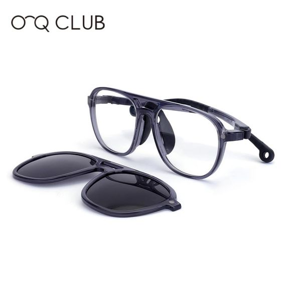 

fashion sunglasses frames o-q club 2 in 1 magnetic clip on kids myopia prescription eyeglasses uv400 comfortable polarized glasses 19971, Black