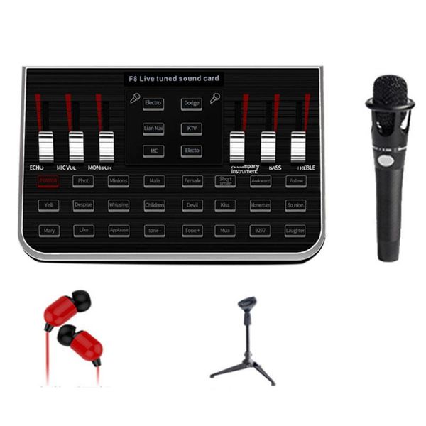 

sound cards f8 external cards, usb portable live card with 4 modes, 23 special effects, voice changer device