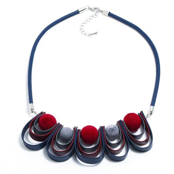 

pendant necklaces fashion trend joker cloth art circle bead necklace geometric short dress accessories, Silver