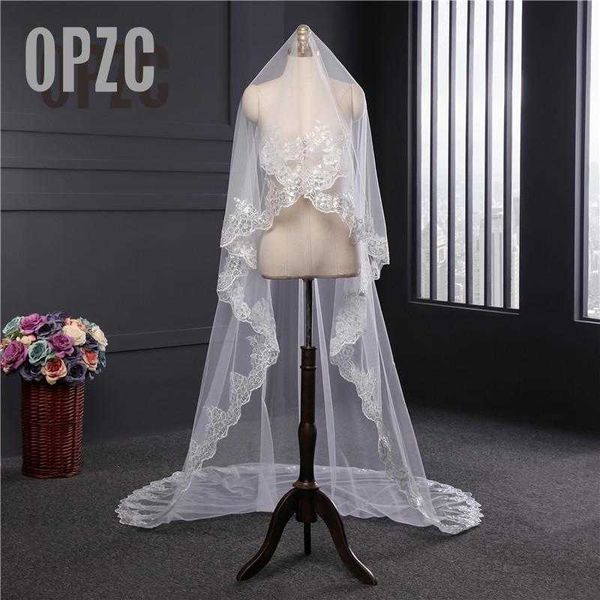 Neue Ankunft Hochzeit Zubehör Koreanische Art Appliques Spitze 3m * 1,5m Kathedrale Hochzeit Schleier Spitze Rand Bridal Schleier ohne Kamm X0726