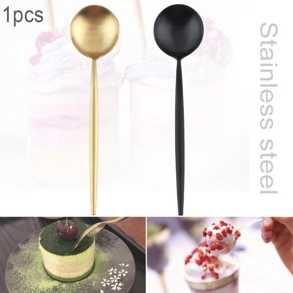 

dinnerware sets long handle thickened simple pure color 304 stainless steel tableware dessert spoon for kitchen
