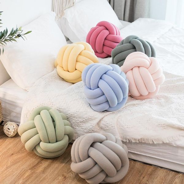 

cushion/decorative pillow knotted plush ball design round decorative pillows for sofa pink cushion office decor home throw couch 18/25/30cm