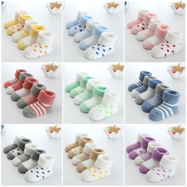

pair/lot thick baby toddler socks terry warm cotton keep in winter 0-3 years old neonatal, Pink;yellow