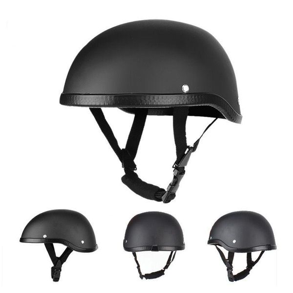 

motorcycle helmets helmet pu leather style black german motorbike open face half chopper biker pilot scooter cruiser moto