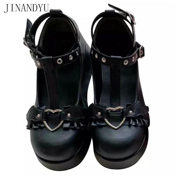 

dress shoes sale sweet lolita style gothic cosplay black pink cozy wedges mary janes high heels pumps platform woman plus size 43