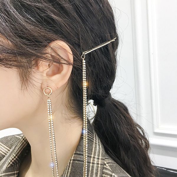 

fashion gold plated geometric 925 silver needle earrings hairpin brooch one net red temperament hair ornament female