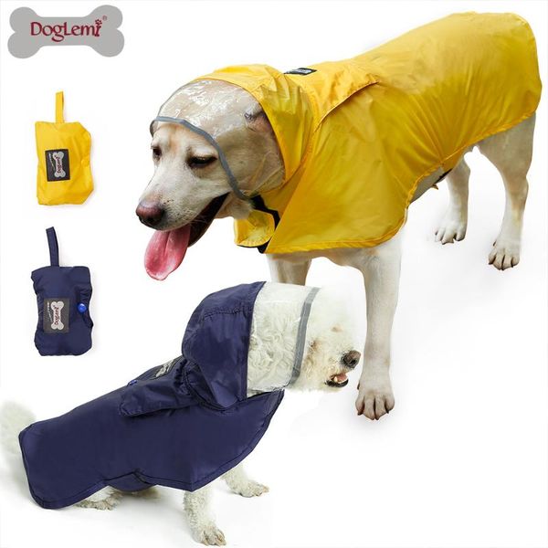 

dog apparel raincoat puppy rain coat with hood reflective waterproof clothes soft breathable pet cat small rainwear xs - 3xl