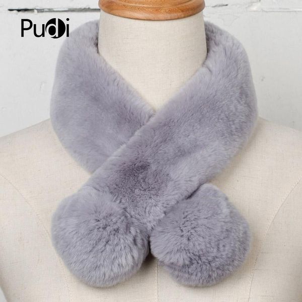 

scarves aorice sf745 real rex fur scarf with two balls pom pelt 9 colors winter, Blue;gray